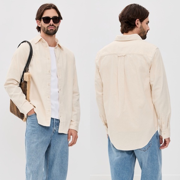 NN07 Colby Ivory Cotton Corduroy Long Sleeve Shirt L